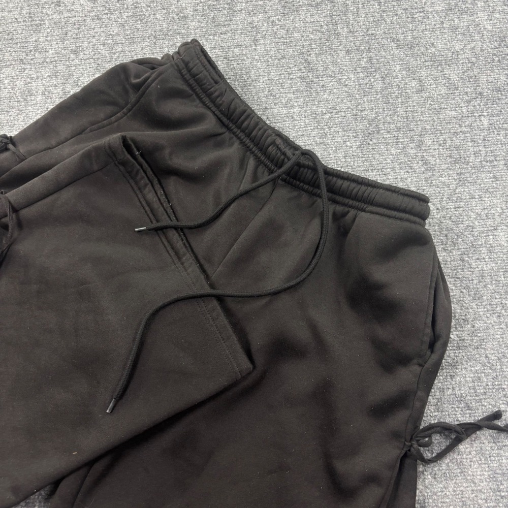 Carbon Sweatpants‎ Large Black Wide Leg Side Tie Drawstring Women's